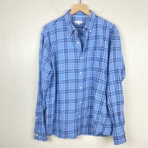 Peter Millar Shirt Mens XL Blue Plaid Flannel Button Down